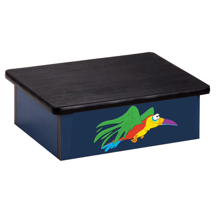 Clinton Rainforest Parrot, Blue, Laminate Step Stool – 10-RPB
