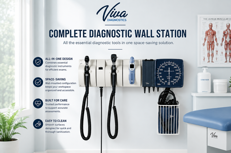 Viva Comfort Integrated Diagnostic Wall System with Ophthalmoscope, Otoscope, Thermometer and Sphygmomanometer