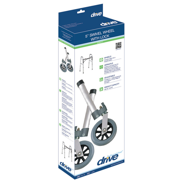 Drive Medical Swivel Wheel with Lock & Two Sets of Rear Glides — 10115