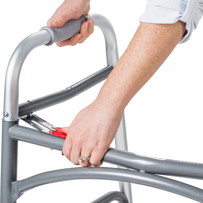Drive Medical Bariatric Aluminum Two Button Folding Walker with Wheels — 10220-1WW