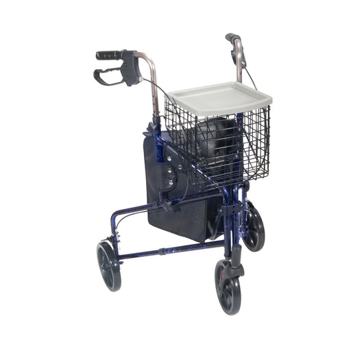 Drive Medical Deluxe 3 Wheel Aluminum Rollator, 7.5 — 10289BL