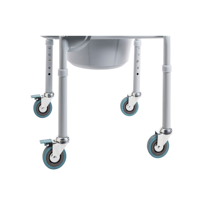 Drive Medical Steel Drop-Arm Commode with Wheels and Padded Armrests — Case Of 2 — 11101W-2