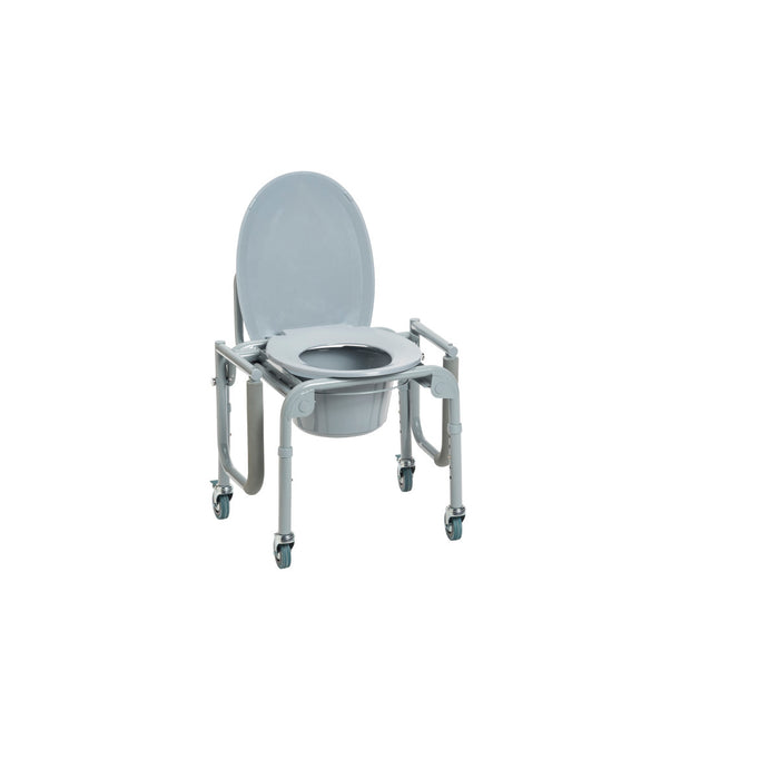 Drive Medical Steel Drop-Arm Commode with Wheels and Padded Armrests — Case Of 2 — 11101W-2