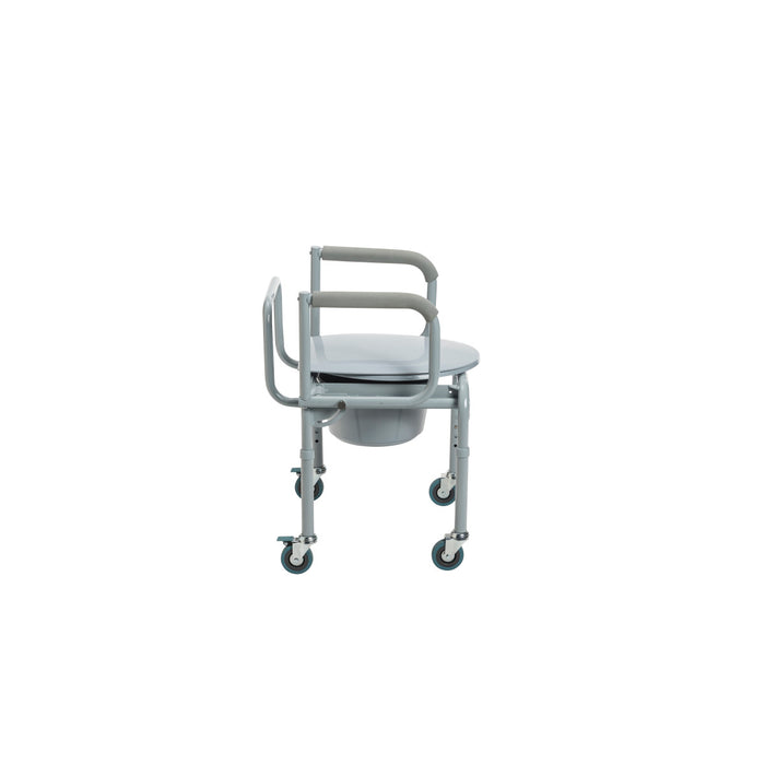 Drive Medical Steel Drop-Arm Commode with Wheels and Padded Armrests — Case Of 2 — 11101W-2