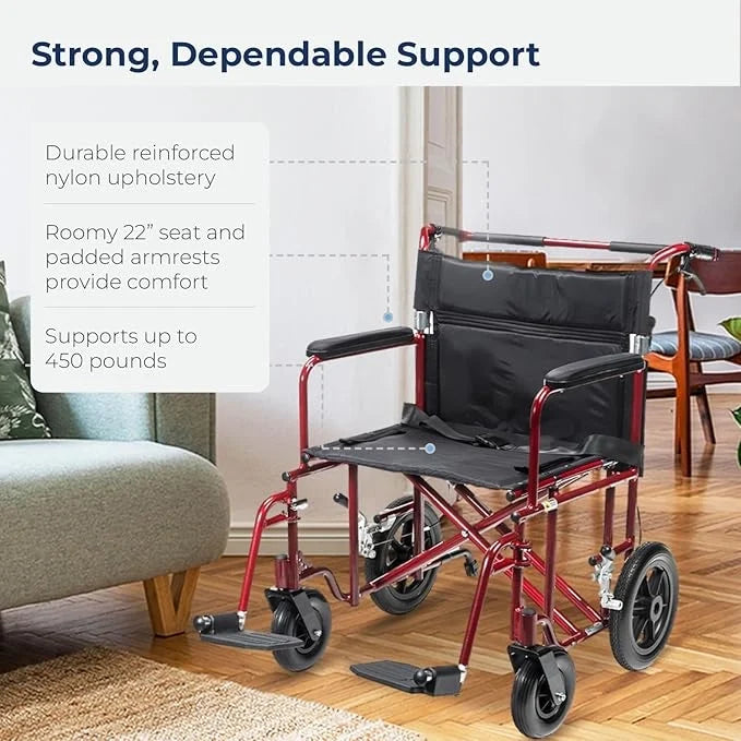 Drive Medical Bariatric Steel Transport Chair — BTR22-R