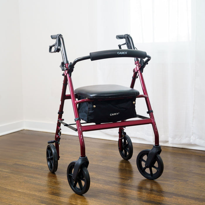 Drive Medical Carex Rolling Walker - Burgundy — Case Of 2 — FGA22200 0000
