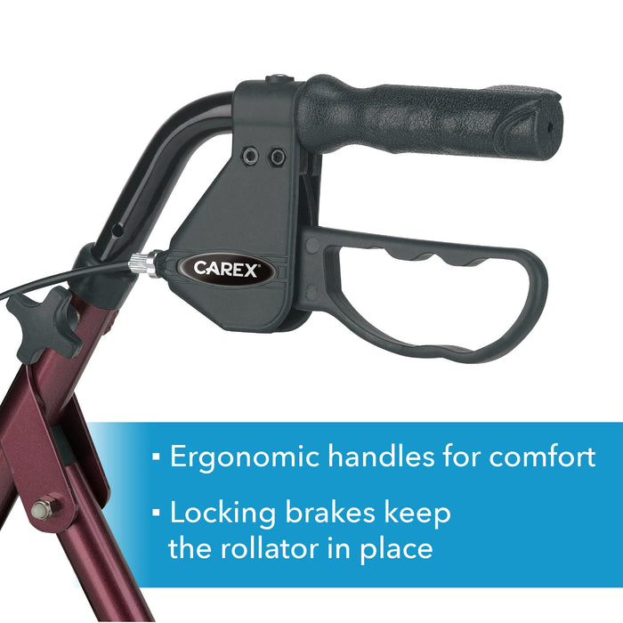 Drive Medical Carex Rolling Walker - Burgundy — Case Of 2 — FGA22200 0000