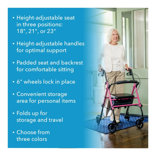 Drive Medical Carex Step 'N Rest Aluminum Rollator, Black — FGA62200 0000