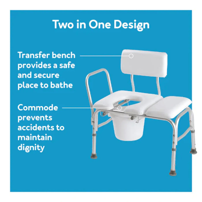 Drive Medical Carex Deluxe Padded Transfer Bench with Opening & Bucket — FGB15211 0000