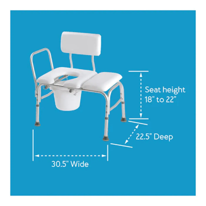 Drive Medical Carex Deluxe Padded Transfer Bench with Opening & Bucket — FGB15211 0000