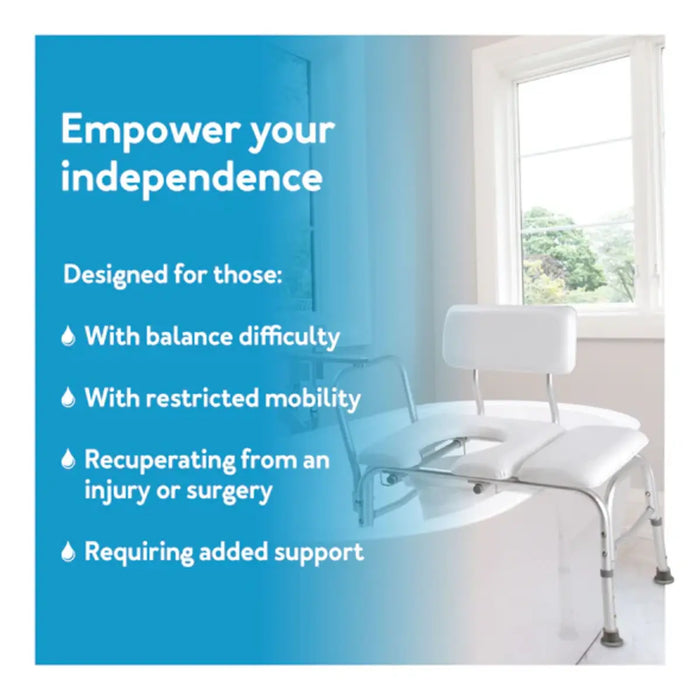 Drive Medical Carex Deluxe Padded Transfer Bench with Opening & Bucket — FGB15211 0000