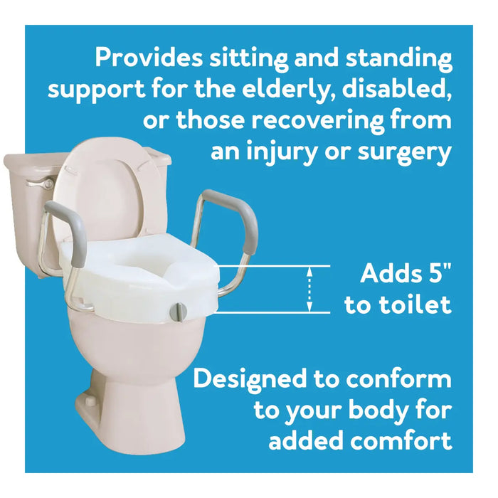 Drive Medical Carex E-Z Lock Raised Toilet Seat W/ Adjustable Armrests — FGB30300 0000