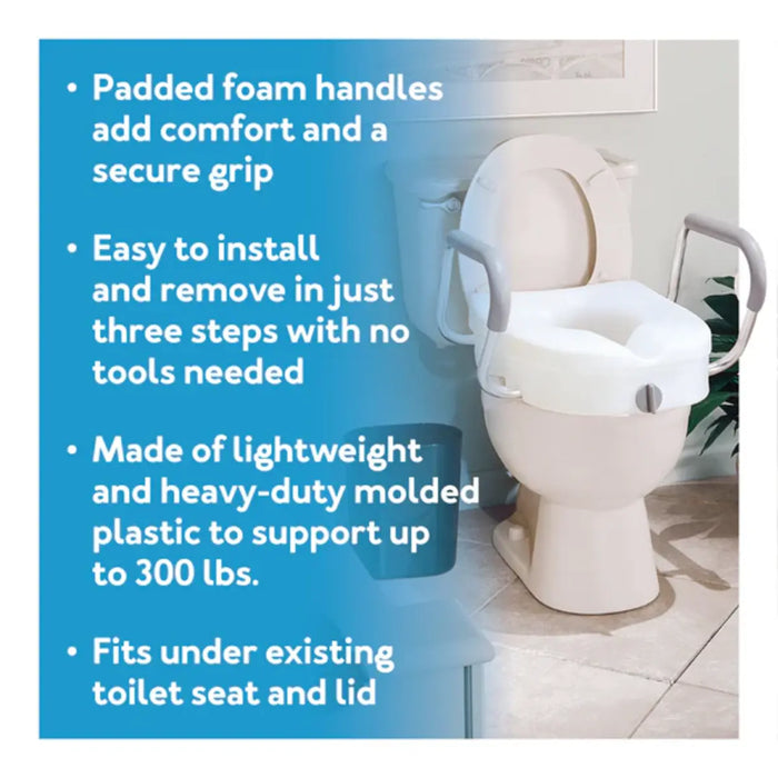Drive Medical Carex E-Z Lock Raised Toilet Seat w/ Armrests — FGB311C0 0000
