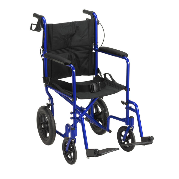 Drive Medical Lightweight Expedition Aluminum Transport Chair - Blue