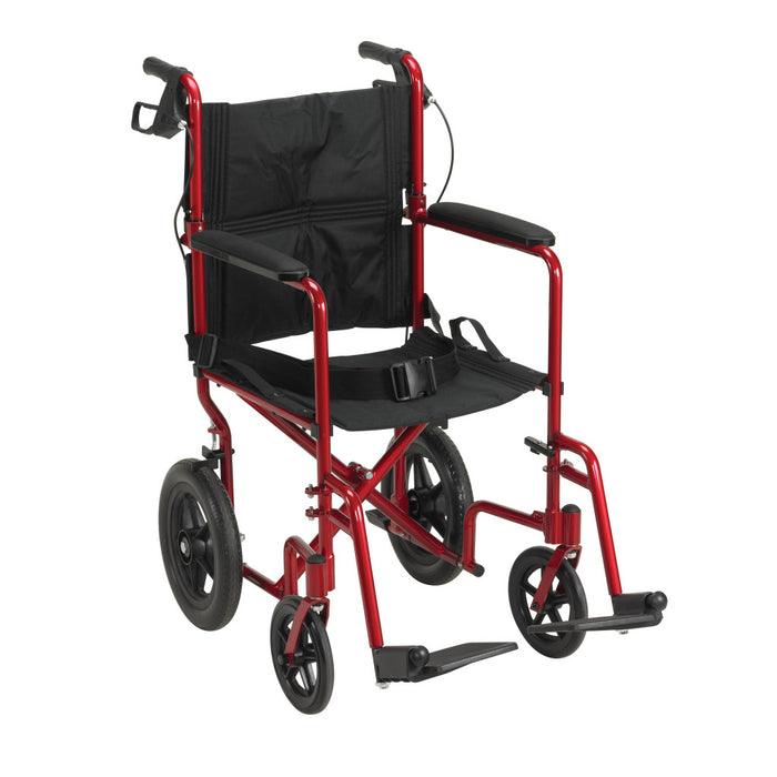 Drive Medical Lightweight Expedition Aluminum Transport Chair - Red