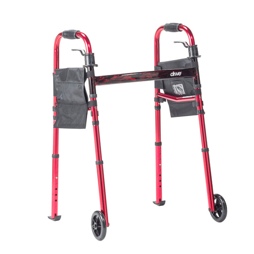 Drive Medical Deluxe Folding Travel Walker, 5-Inch Wheels