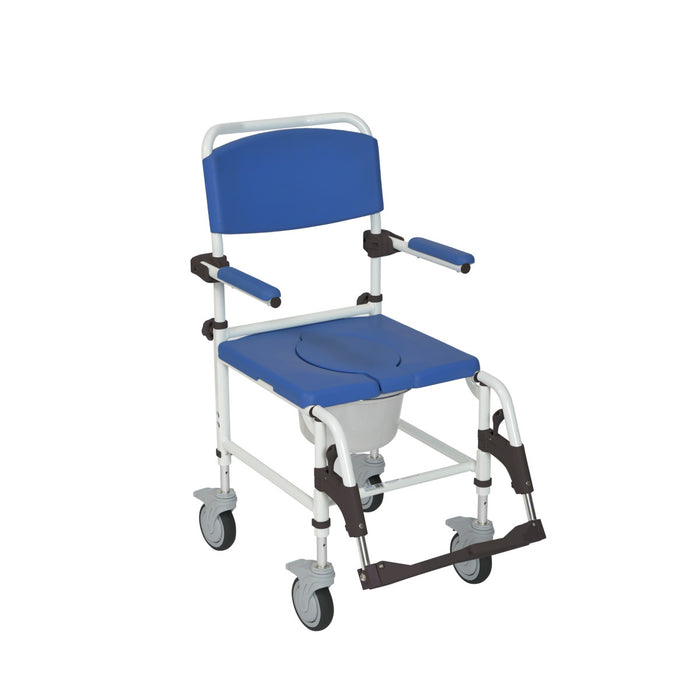 Drive Medical Aluminum Rehab Shower Commode Chair with Four Rear-locking Casters — NRS185007