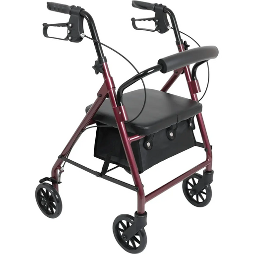 Drive Medical ProBasics Deluxe Aluminum Rollator with 8-inch Wheels, Burgundy — RLA8BG