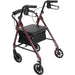 Drive Medical ProBasics Deluxe Aluminum Rollator with 8-inch Wheels, Burgundy — RLA8BG