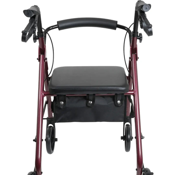 Drive Medical ProBasics Deluxe Aluminum Rollator with 8-inch Wheels, Burgundy — RLA8BG