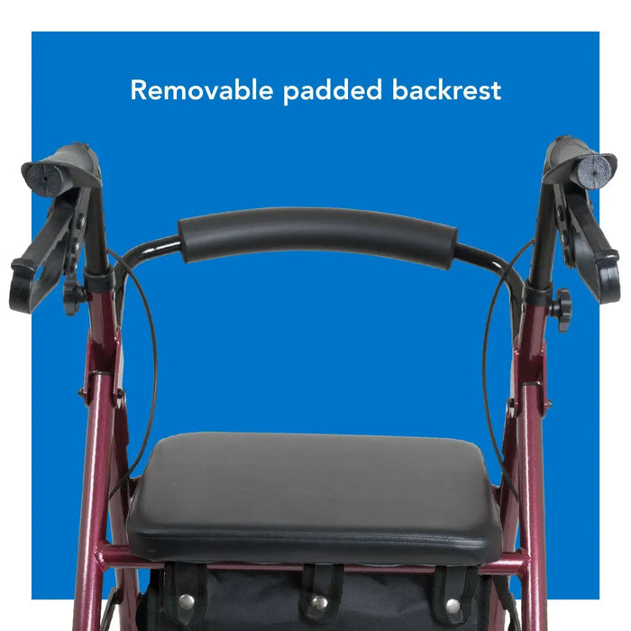Drive Medical ProBasics Deluxe Aluminum Rollator with 8-inch Wheels, Burgundy — RLA8BG