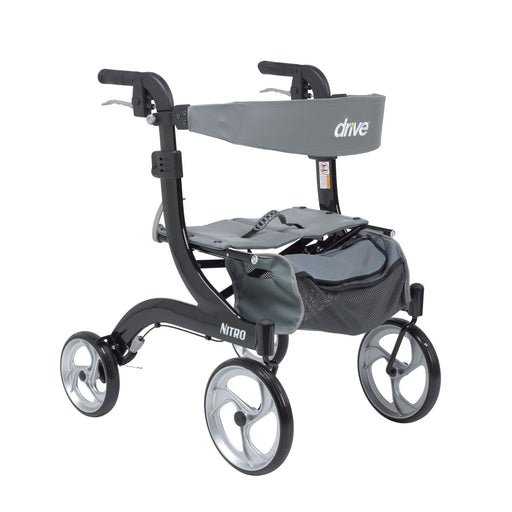 Drive Medical Nitro Aluminum Rollator, Hemi Height, 10 — RTL10266BK-H