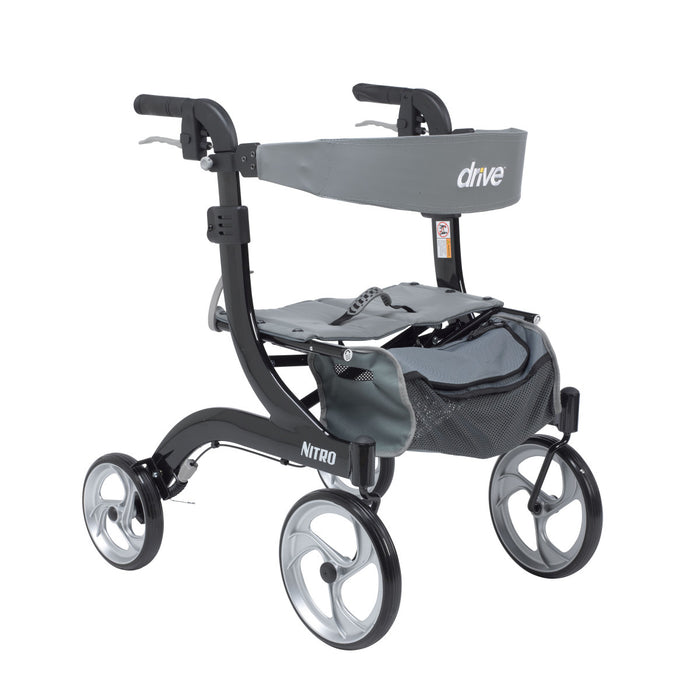 Drive Medical Nitro Aluminum Rollator, Hemi Height, 10 — RTL10266BK-H