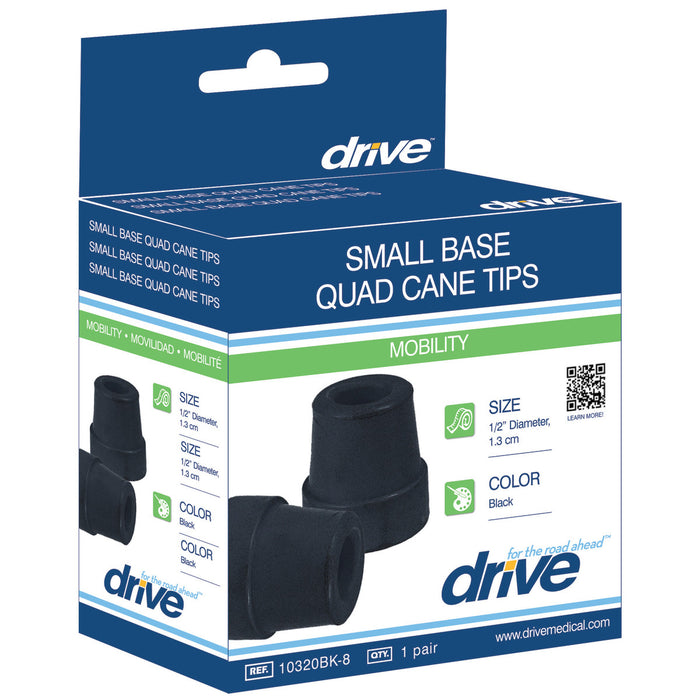 Drive Medical Small Base Quad Cane Tip (½ — Pack Of 4 — RTL10320BK