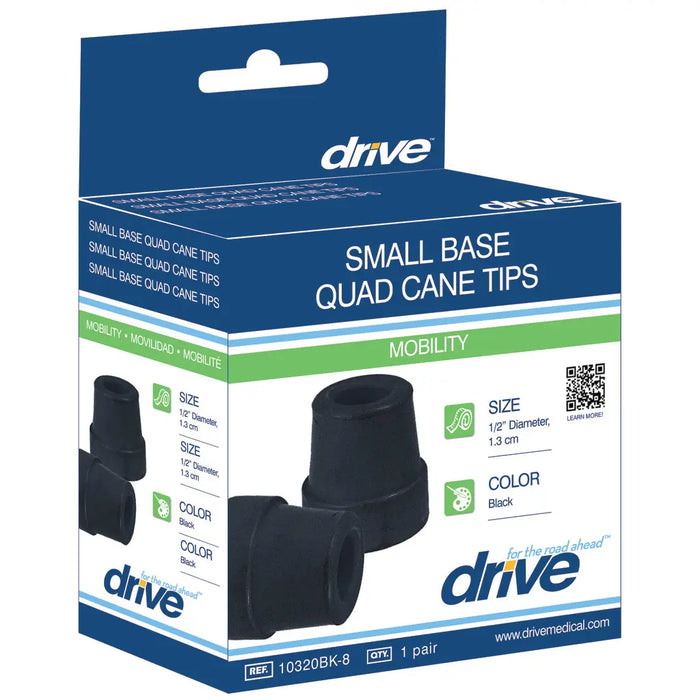 Drive Medical Small Base Quad Cane Tip (½ — Pack Of 4 — RTL10320BKB