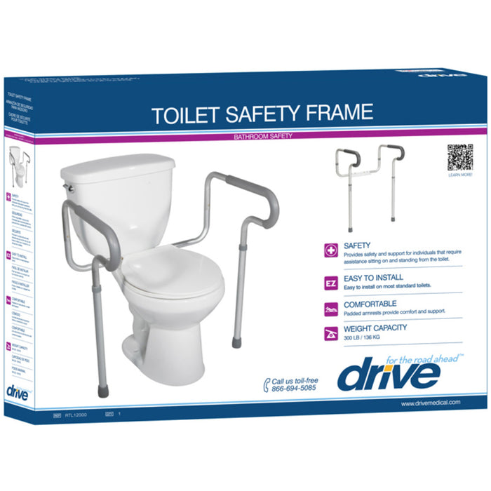 Drive Medical Toilet Safety Frame with Padded Arms — RTL12000