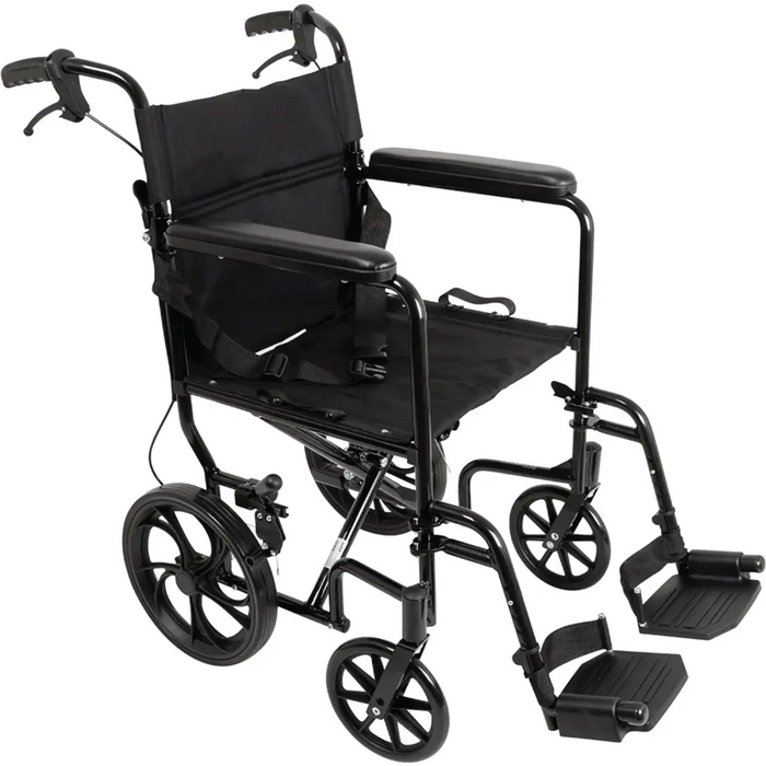 Drive Medical ProBasics Aluminum Transport Chair with 12-Inch Wheels, — TCA191612BK