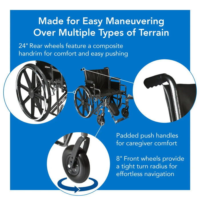 Drive Medical ProBasics Heavy Duty K0007 Wheelchair, 28 — WC72820DS