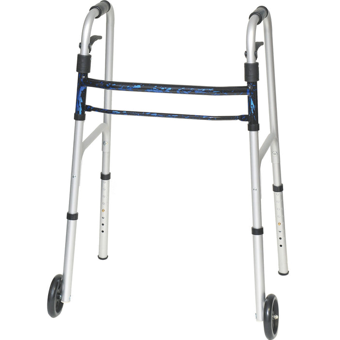 Drive Medical ProBasics Sure Lever Release Folding Walker with 5" Wheels — WKAAWSLB