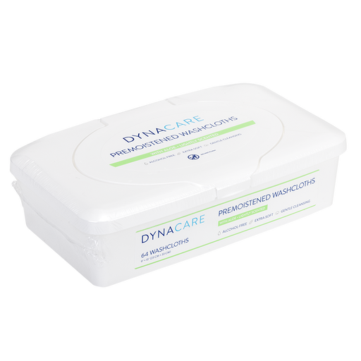 Dynarex DynaCare 1318 Premoistened Washcloths, 64 wipes per tub