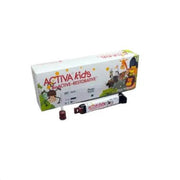 BioActive Restorative dental material by Pulpdent for kids, showing a close-up of the Pulpdent ACTIVA KIDS product.