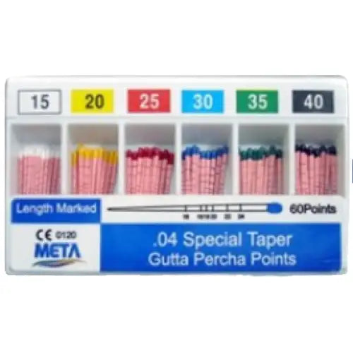 Gutta Percha Points.04 &.06 Tapered 60/pk – Meta gutta-percha-points-04-06-tapered-60-pk-meta DENTAMED USA