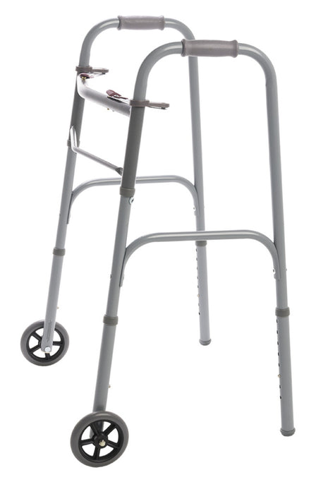 Two Button Folding Walker with 5" Wheels