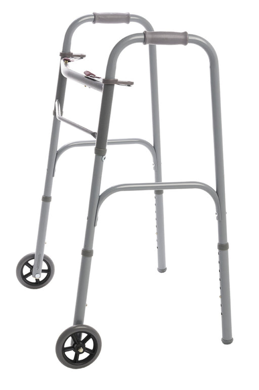 Two Button Folding Walker with 5" Wheels