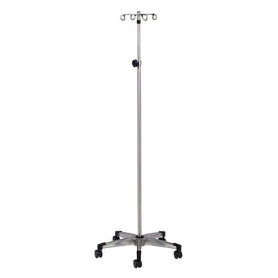 Clinton Industries IVS-354 Stainless Steel, Five-Leg, 4-Hook IV Pole