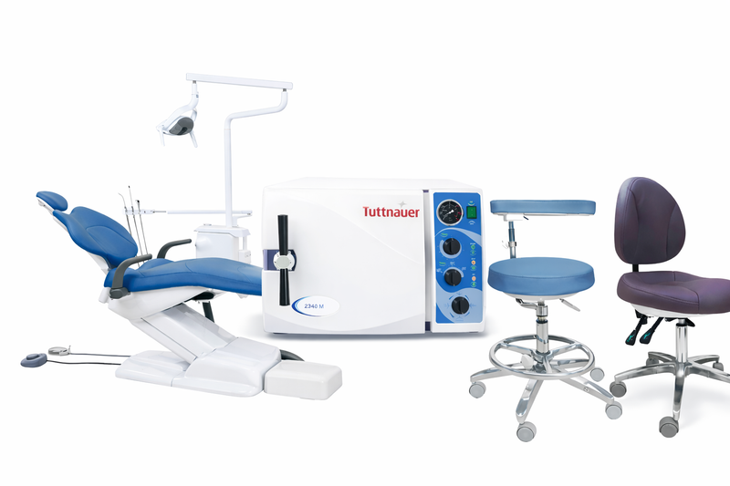 New Dental Chair Package (#1) W/Dr & Asst Stools AD802566 - Dentamed USA