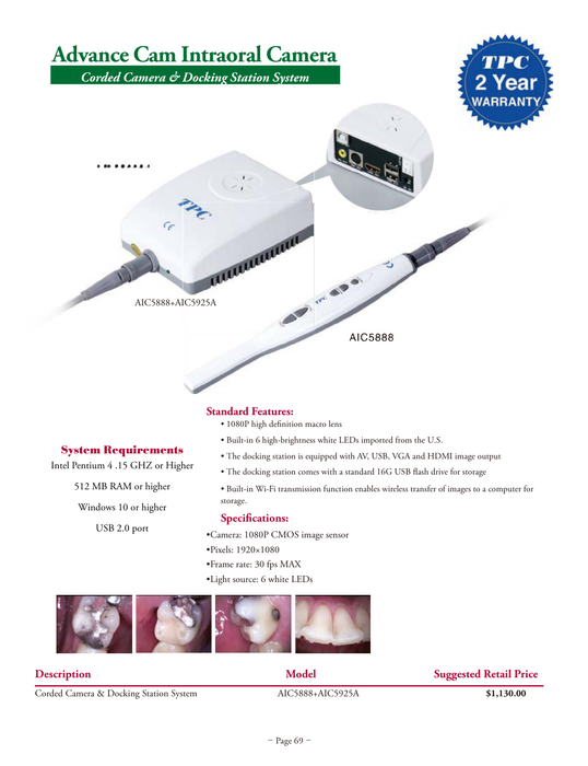 tpc advancecam intraoral camera docking station systems