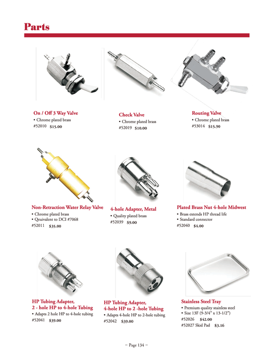 tpc dental unit valves adapters tray components