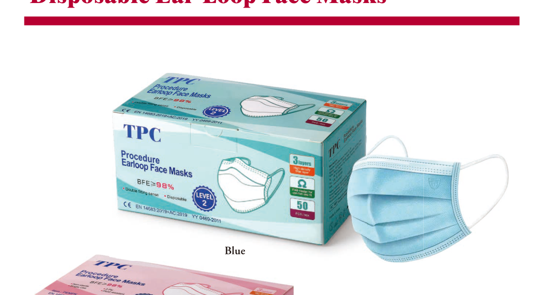tpc disposable level ii ear loop face masks