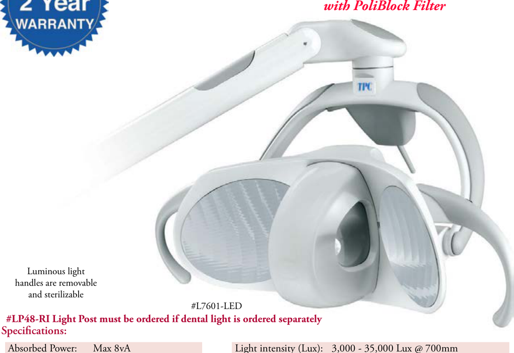tpc luminous led dental operatory lights