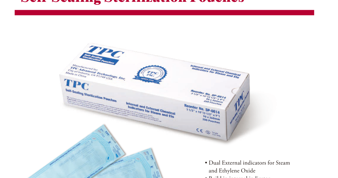 tpc self sealing sterilization pouches 200 count