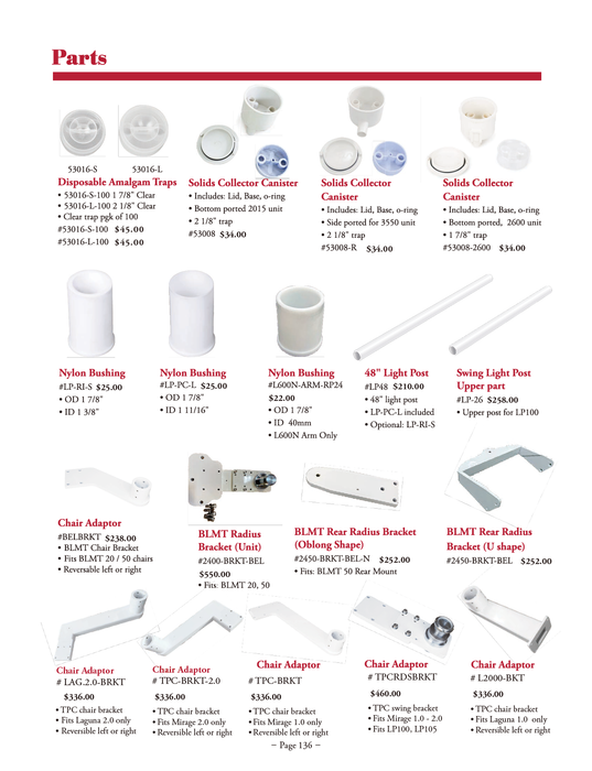 tpc solids collector canisters light posts chair brackets
