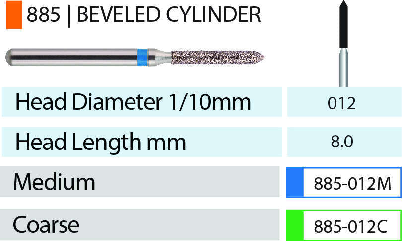 MARK3 Blue Streak Beveled Cylinder Diamond Burs