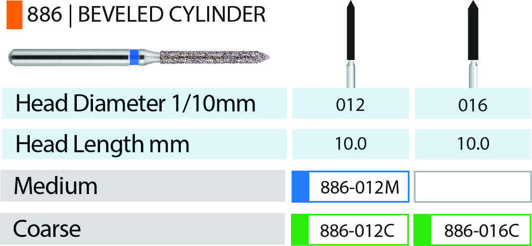 MARK3 Blue Streak Beveled Cylinder Diamond Burs