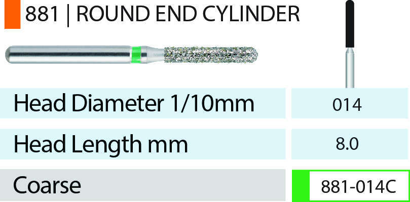 MARK3 Blue Streak Round End Cylinder Diamond Burs