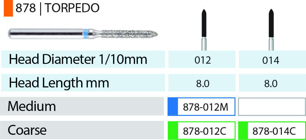 MARK3 Blue Streak Torpedo Diamond Burs